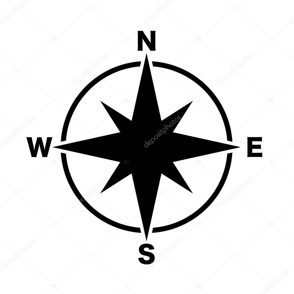 Compass main directions icon black on white background