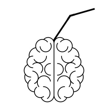 içinde kokteyl borusu ile beyin simgesi