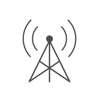 beyaz arka planda radyo iletim kulesi simgesi