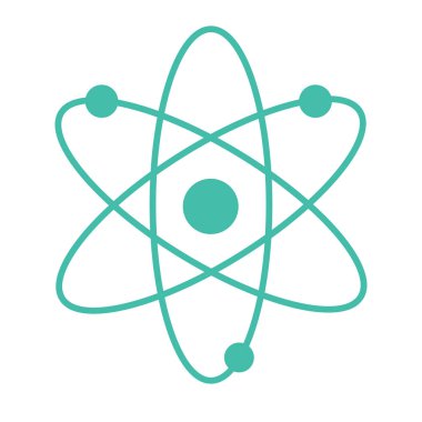 beyaz arka planda atom nükleer simgesi