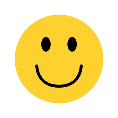 Beyaz arkaplanda gülen sarı yüz ifadesi