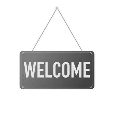 kapı asma işareti beyaz arka planda hoş geldiniz