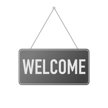 kapı asma işareti beyaz arka planda hoş geldiniz