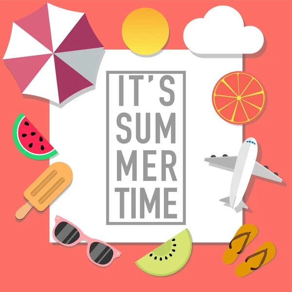 Publicité de style d'humeur d'été avec de nombreux objets — Image vectorielle