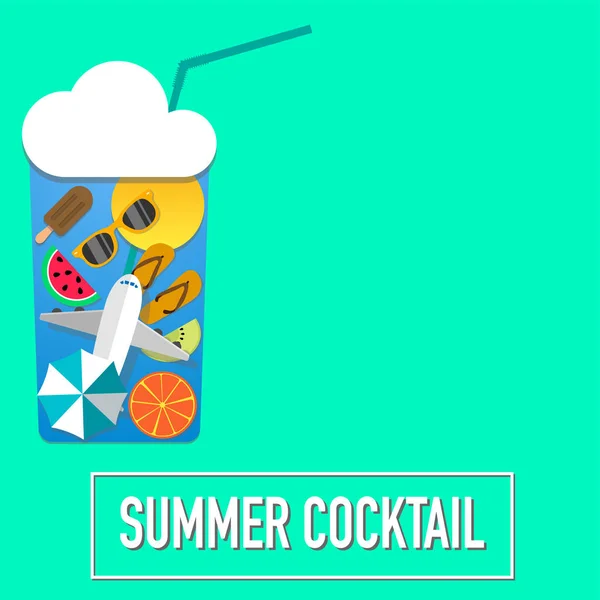 Uw Summer Vibes cocktail in een glas — Stockvector