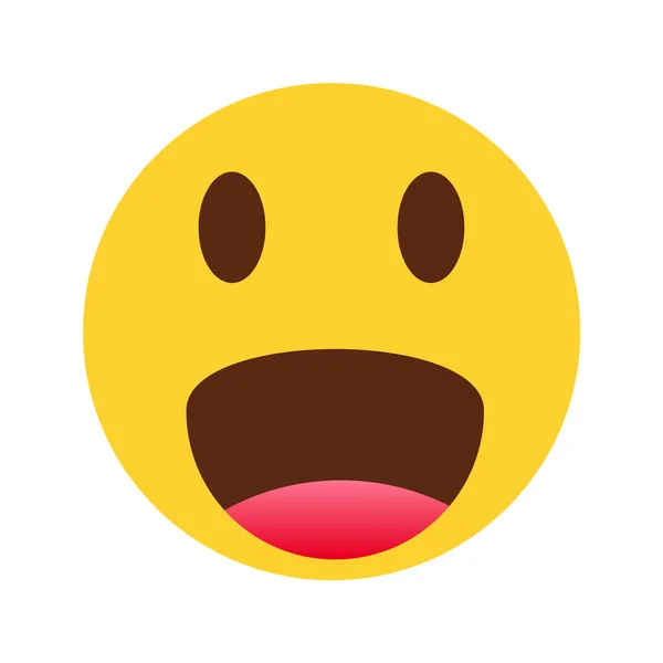 Faccina gialla sorridente emoji su sfondo bianco — Vettoriale Stock