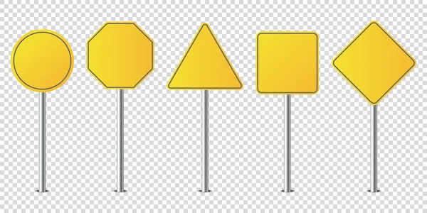 Set of metal road signs isolated blank — Stock Vector