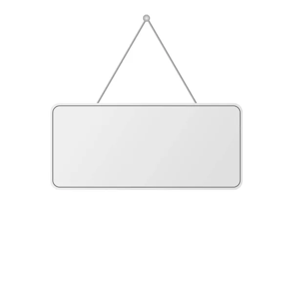 Porta realista em branco pendurado placa fundo branco — Vetor de Stock