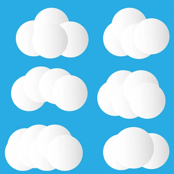 Set of realistic clouds made with circles — Stock Vector