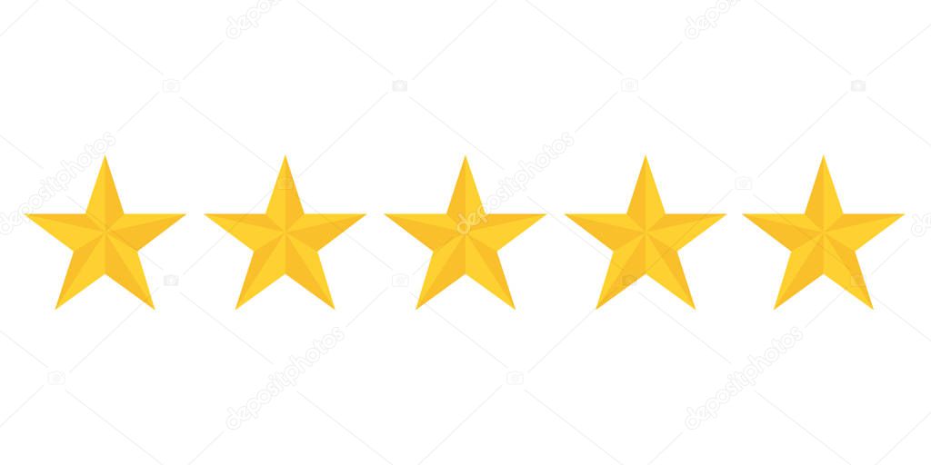 five golden stars rating showing best quality