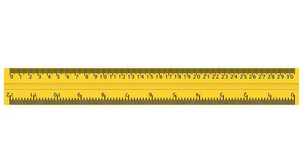 Пластикова жовта лінійка з см і дюймами — стоковий вектор