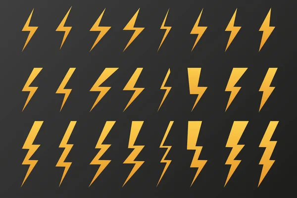Set of thunder flashes dark background vector — Stock Vector