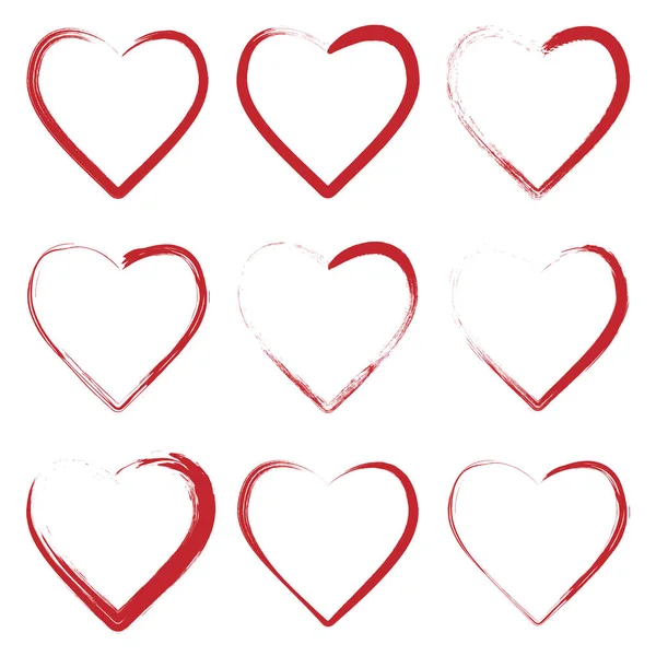 Set of hearts made with grunge brush — Stock Illustration Set of hearts made with grunge brush Vector Graphics