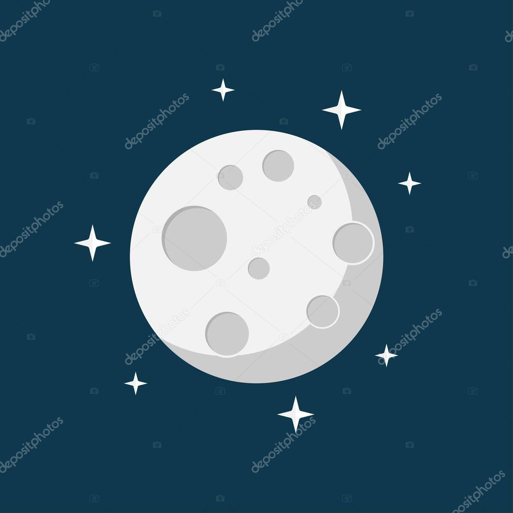 moon in the space flat design vector