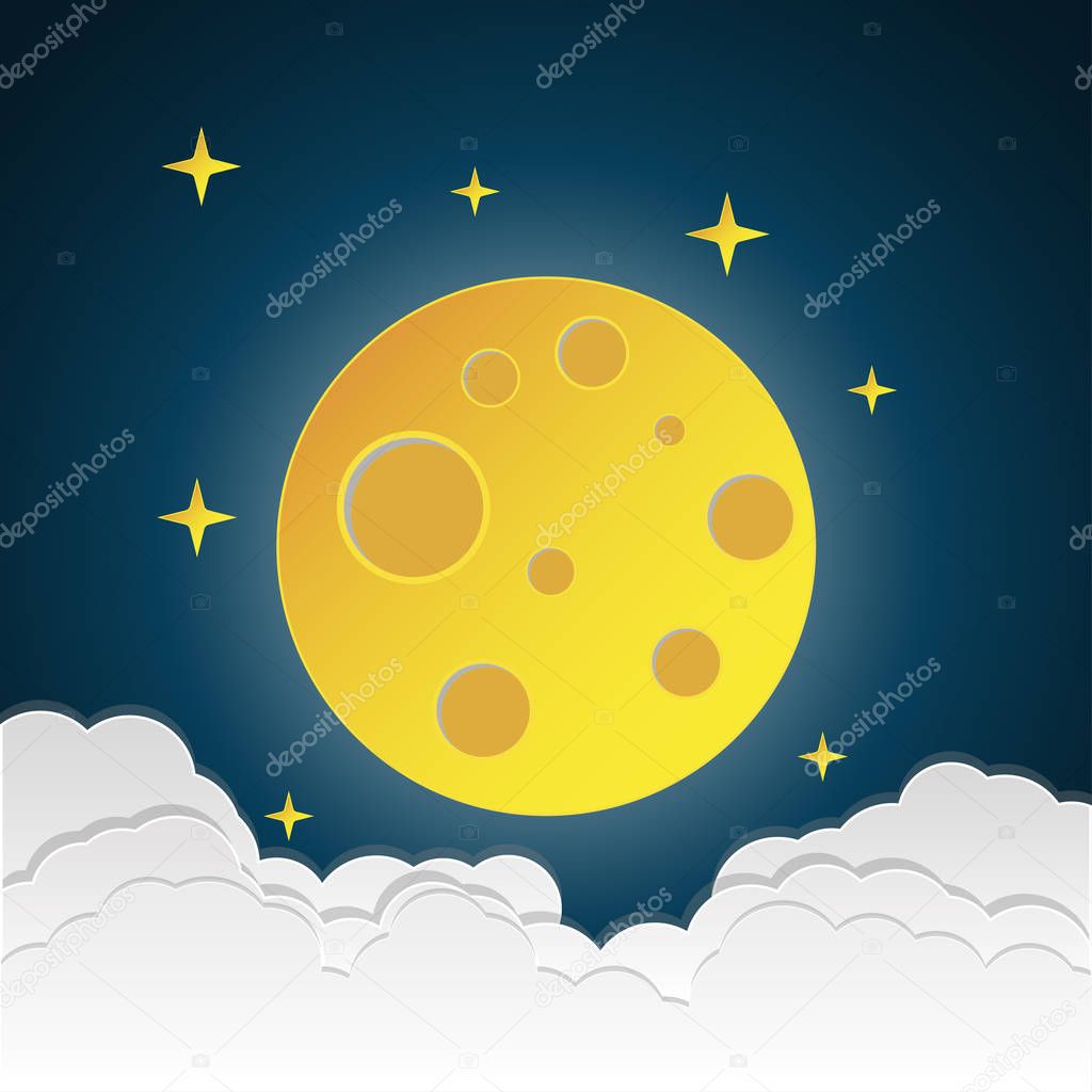 moon in the space flat design vector