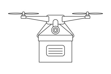 drone simgesi kutu beyaz arka plan vektörü teslim