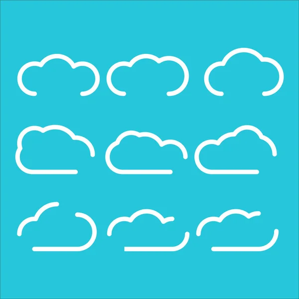 Clouds set modern design creative outline vector — Stock Vector