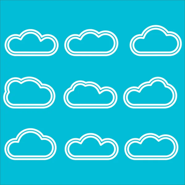 Clouds set modern design creative outline vector — Stock Vector