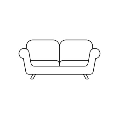 beyaz arka plan vektörü üzerinde kanepe basit simgesi