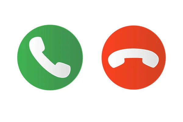 Verde e rosso pulsante di chiamata.Icona del telefono. vettore — Vettoriale Stock