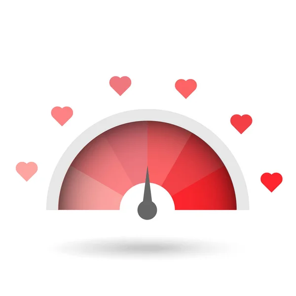 Wektor ilustracja Love meter czerwone serce — Wektor stockowy