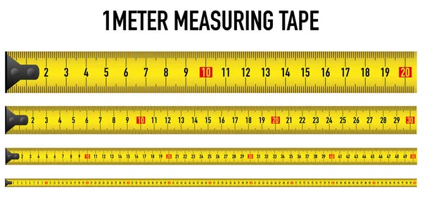 Amarillo Medida Regla Metro Vector Cinta Métrica Centímetro Ilustración Sobre — Vector de stock