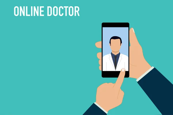Online Arzt Telefon Gesundheit Medizinische Konsultation Vektor Illustration — Stockvektor