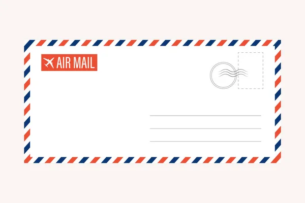 Air Mail Letter Vector Post Stamp Airmail Frame Postcard Blue — Stock Vector