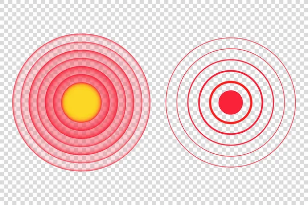 Illustration Vectorielle Cercle Rouge Douleur Icône Point Cible Médicale Corps — Image vectorielle