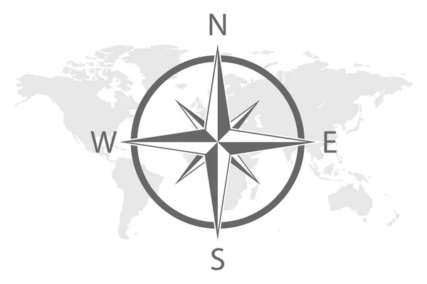 Terra Mundo Mapa Bússola Ásia Europa América Vetor — Vetor de Stock