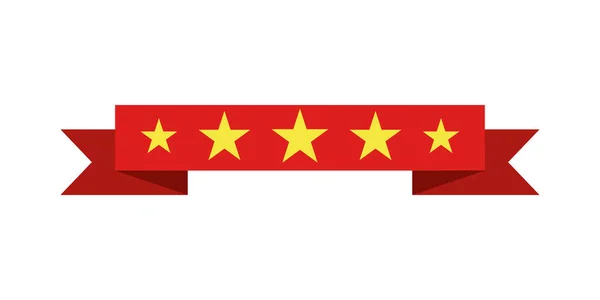 Five Star Ribbon Badge Vector Illustration Award Icon Rate Gold — Stock Vector