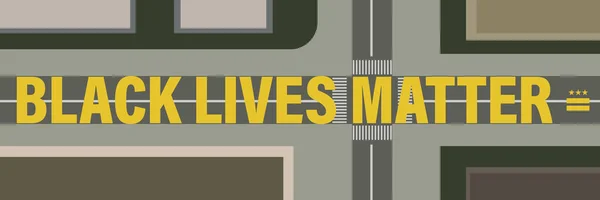 Black Lives Matter Road Painting Vektor Washington Road Yellow Painting — Stockvektor
