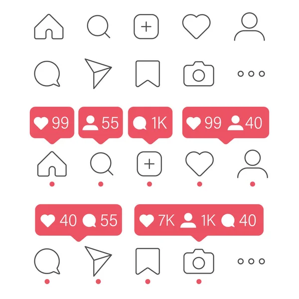 Conjunto Vetor Ícone Mídia Social Estilo Instagram Compartilhar Como Símbolo — Vetor de Stock