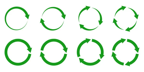 矢印アイコンベクトルのイラスト白の背景をリサイクル 再利用シンボル エコライフサイクル グリーン サイクル ラウンド セット バイオエンブレム — ストックベクタ