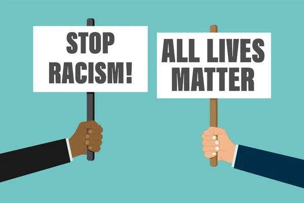 反种族主义病媒横幅 黑人的生命很重要停止种族主义 种族多样性的概念 一起反对种族歧视 反对不平等 人民平等 喘不过气来 白色背景 — 图库矢量图片