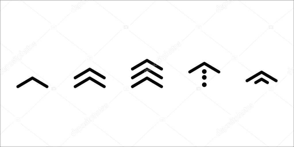 Swipe up icon vector button. scroll arrow pointing up. drag to read learn more. isolated white background. internet graphic concept. modern shape line.