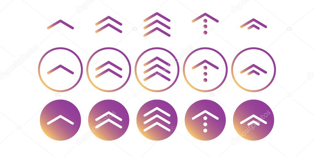 Swipe up icon vector button. scroll arrow pointing up. drag to read learn more. isolated white background. internet graphic concept. modern shape line.