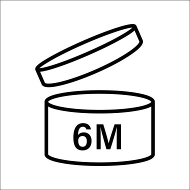 Pao sembolü raf yaşam vektörü ikonu. Kozmetik açık dönem logosu. 3, 6, 12, 24, 36, 3m, 6m, 12m, 24m, 36m ürün markasından önceki en iyi ay. Cream eu paket etiketi. izole edilmiş beyaz arkaplan