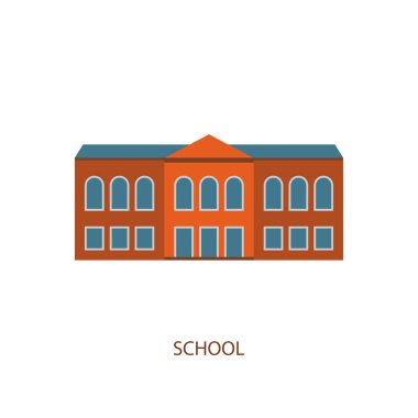 Okul inşaatı vektörü izole edildi. Üniversite tasarımı. Şehir simgesi. Yapı işareti. şehir akademisi ilköğretim akademisi. beyaz arkaplan 