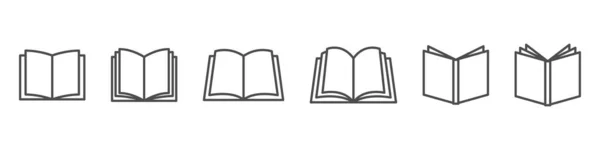ブックベクトルのアイコンを開きます 文学教育図書館図を出版します 開く読書ロゴ 白い背景 — ストックベクタ