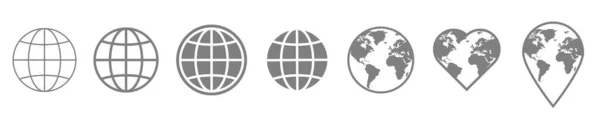 Światowa Ikona Wektora Globalnego Znaku Ilustracji Zestaw Symboli Technologii Internetowej — Wektor stockowy