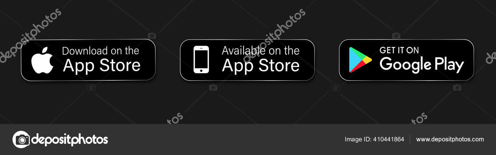 Google Play, Apple Store logo, icon, button. 16290534 Vector Art