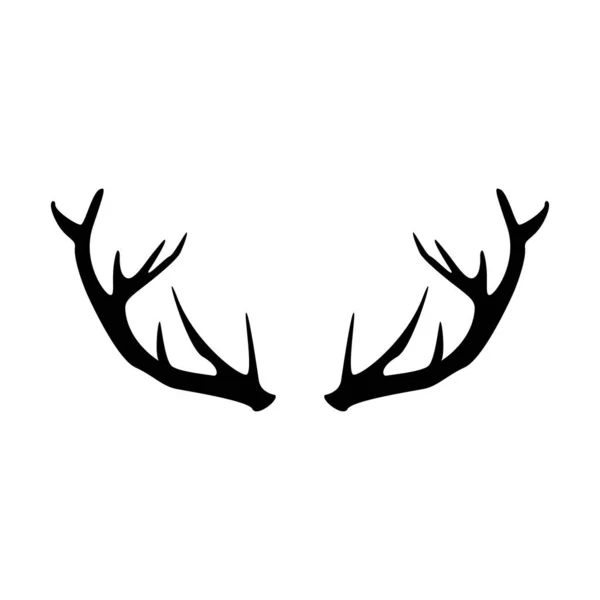 Deer Antler Vector Icon Isolated Animal Horns Silhouette Logo White — Stock Vector