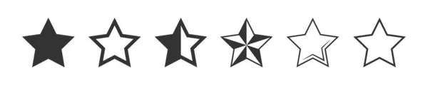 スター アイコンセット ベクトルグラフィックシンボルイラスト分離 黒の形をした白い背景 受賞トレンドデザイン — ストックベクタ
