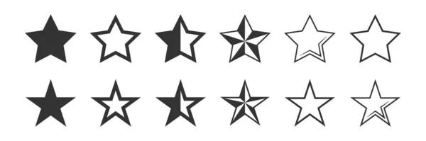 Conjunto Ícone Estrela Vetor Gráfico Símbolo Ilustração Isolada Preto Forma — Vetor de Stock