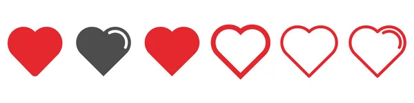 Heart Icon Isolated Love Vector Sign Symbol Set Romantic Illustration — Stock Vector