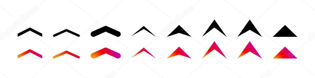 Swipe up icon vector button. scroll arrow pointing up. drag to read learn more. isolated on white background. internet graphic concept. modern shape line.