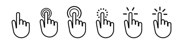 Klicka Ikonen Muspekaren Vektor Pekare Finger Punkt Webb Internetlänk Datorn Royaltyfria illustrationer