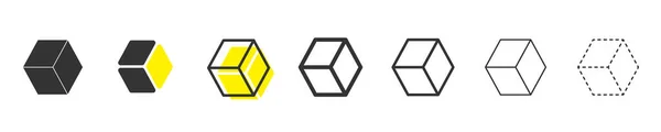 Cube Line Vector Icon Geometric Linear Logo Sign Three Dimensional — Stock Vector