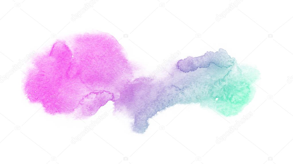 Bright ombre watercolor backgound. Hand draw illustration water colour , colored like violet,blue, azure, magenta, pink, purple, turquoise, rose, 
